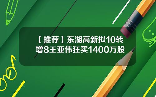 【推荐】东湖高新拟10转增8王亚伟狂买1400万股