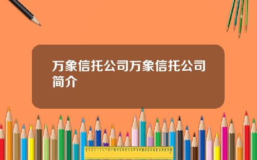 万象信托公司万象信托公司简介