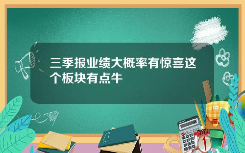 三季报业绩大概率有惊喜这个板块有点牛