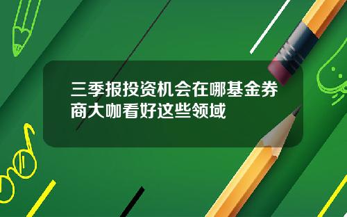 三季报投资机会在哪基金券商大咖看好这些领域