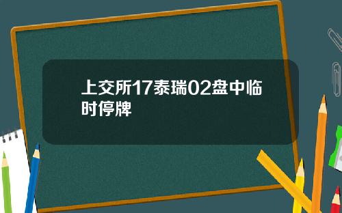 上交所17泰瑞02盘中临时停牌