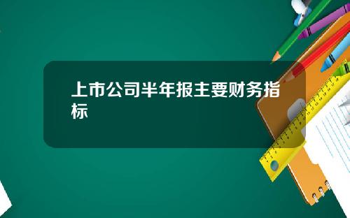 上市公司半年报主要财务指标