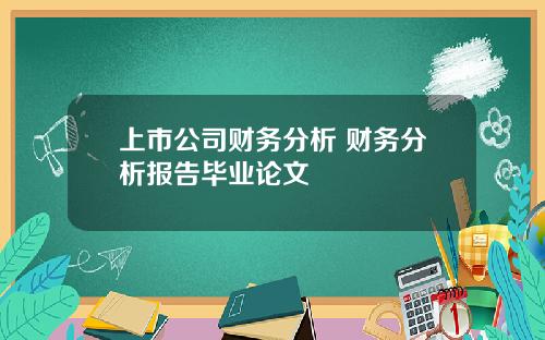 上市公司财务分析 财务分析报告毕业论文