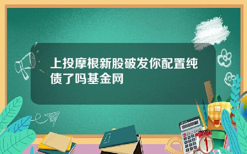 上投摩根新股破发你配置纯债了吗基金网