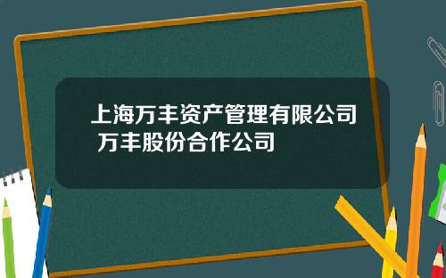 上海万丰资产管理有限公司 万丰股份合作公司