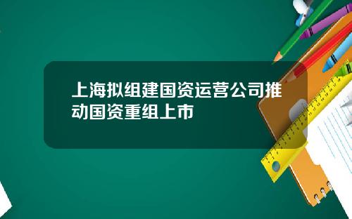 上海拟组建国资运营公司推动国资重组上市