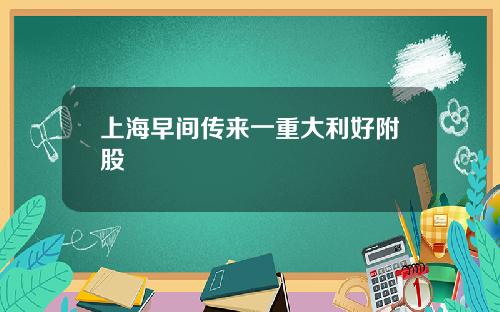 上海早间传来一重大利好附股