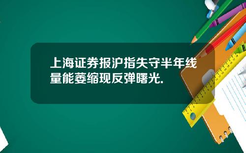 上海证券报沪指失守半年线量能萎缩现反弹曙光.