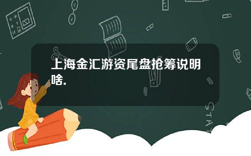 上海金汇游资尾盘抢筹说明啥.