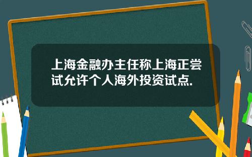 上海金融办主任称上海正尝试允许个人海外投资试点.