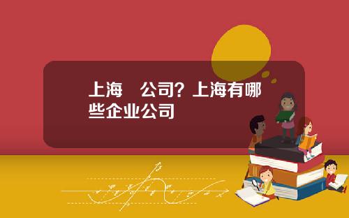 上海   公司？上海有哪些企业公司