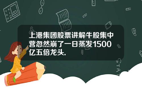 上港集团股票讲解牛股集中营忽然崩了一日蒸发1500亿五倍龙头.