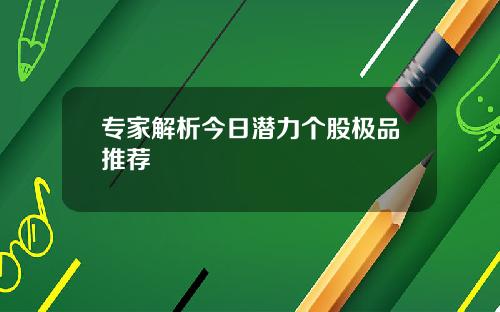 专家解析今日潜力个股极品推荐