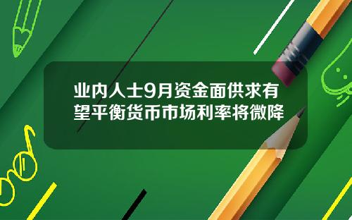 业内人士9月资金面供求有望平衡货币市场利率将微降