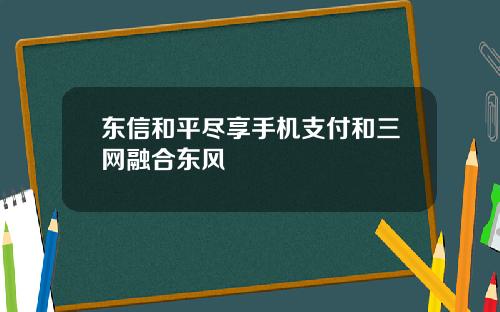 东信和平尽享手机支付和三网融合东风