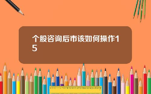 个股咨询后市该如何操作15