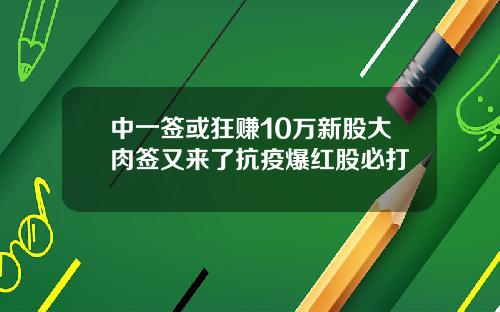 中一签或狂赚10万新股大肉签又来了抗疫爆红股必打