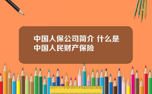 中国人保公司简介 什么是中国人民财产保险