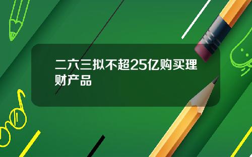 二六三拟不超25亿购买理财产品