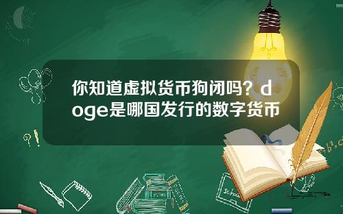 你知道虚拟货币狗闭吗？doge是哪国发行的数字货币