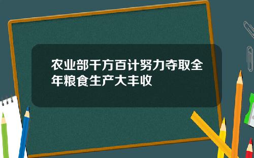 农业部千方百计努力夺取全年粮食生产大丰收