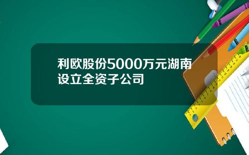 利欧股份5000万元湖南设立全资子公司