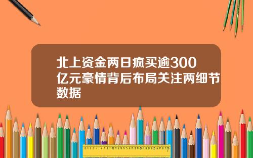 北上资金两日疯买逾300亿元豪情背后布局关注两细节数据