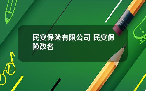 民安保险有限公司 民安保险改名