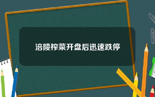 涪陵榨菜开盘后迅速跌停