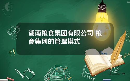 湖南粮食集团有限公司 粮食集团的管理模式