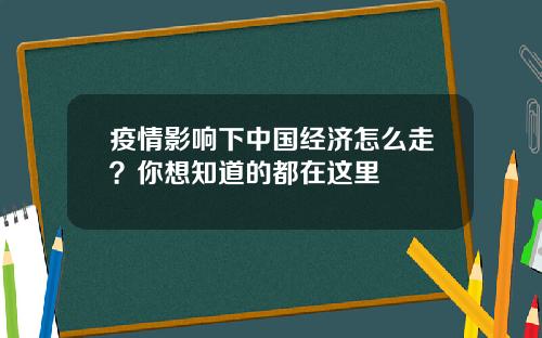 疫情影响下中国经济怎么走？你想知道的都在这里