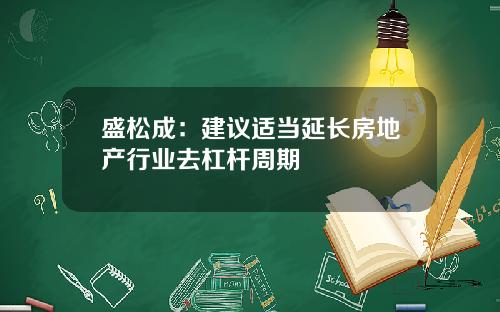 盛松成：建议适当延长房地产行业去杠杆周期