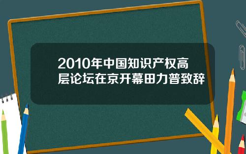 2010年中国知识产权高层论坛在京开幕田力普致辞