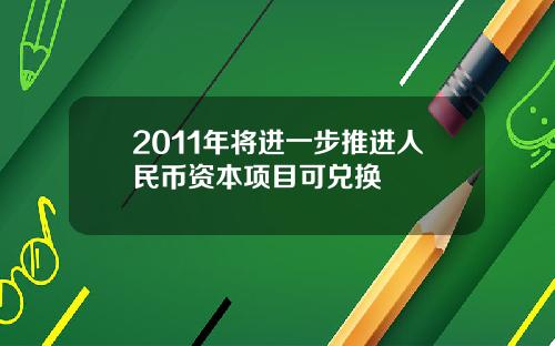 2011年将进一步推进人民币资本项目可兑换