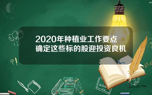 2020年种植业工作要点确定这些标的股迎投资良机