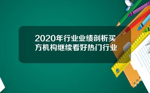 2020年行业业绩剖析买方机构继续看好热门行业