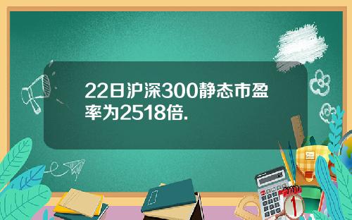 22日沪深300静态市盈率为2518倍.