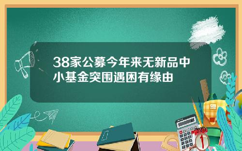 38家公募今年来无新品中小基金突围遇困有缘由