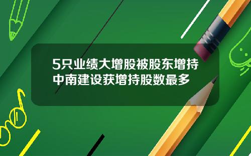 5只业绩大增股被股东增持中南建设获增持股数最多