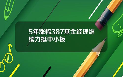 5年涨幅387基金经理继续力挺中小板