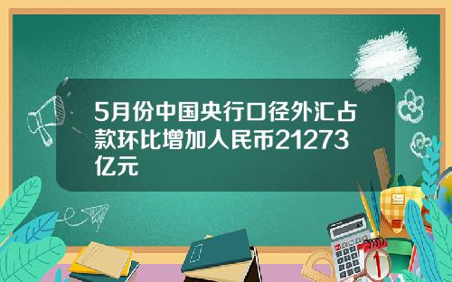 5月份中国央行口径外汇占款环比增加人民币21273亿元