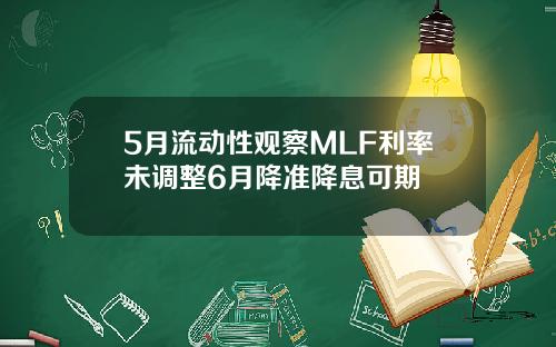 5月流动性观察MLF利率未调整6月降准降息可期