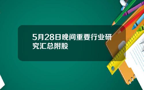 5月28日晚间重要行业研究汇总附股