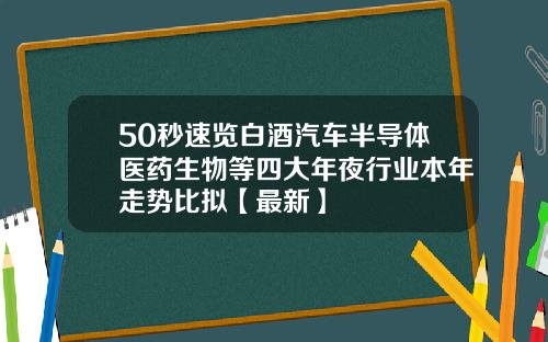 50秒速览白酒汽车半导体医药生物等四大年夜行业本年走势比拟【最新】