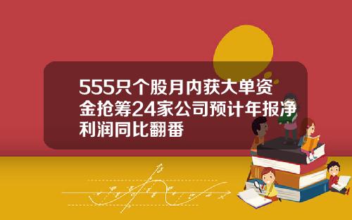 555只个股月内获大单资金抢筹24家公司预计年报净利润同比翻番