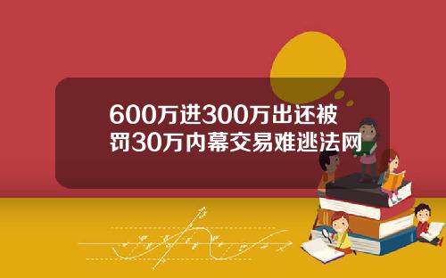 600万进300万出还被罚30万内幕交易难逃法网