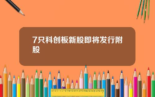 7只科创板新股即将发行附股