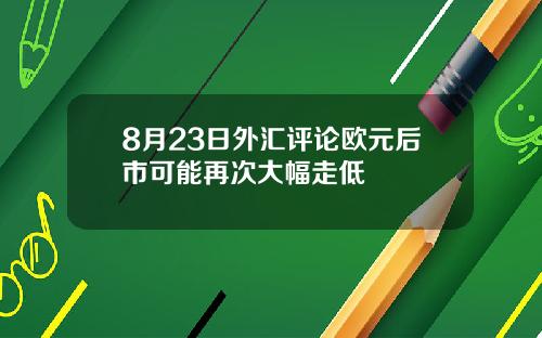 8月23日外汇评论欧元后市可能再次大幅走低