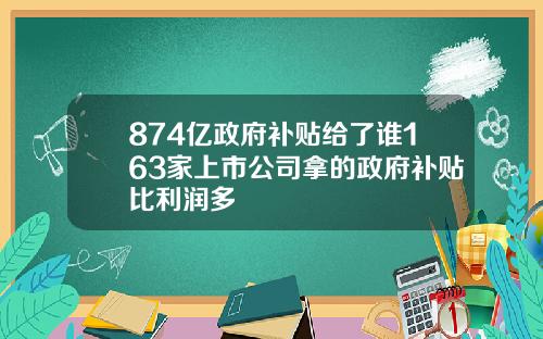 874亿政府补贴给了谁163家上市公司拿的政府补贴比利润多