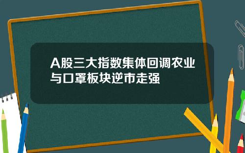 A股三大指数集体回调农业与口罩板块逆市走强